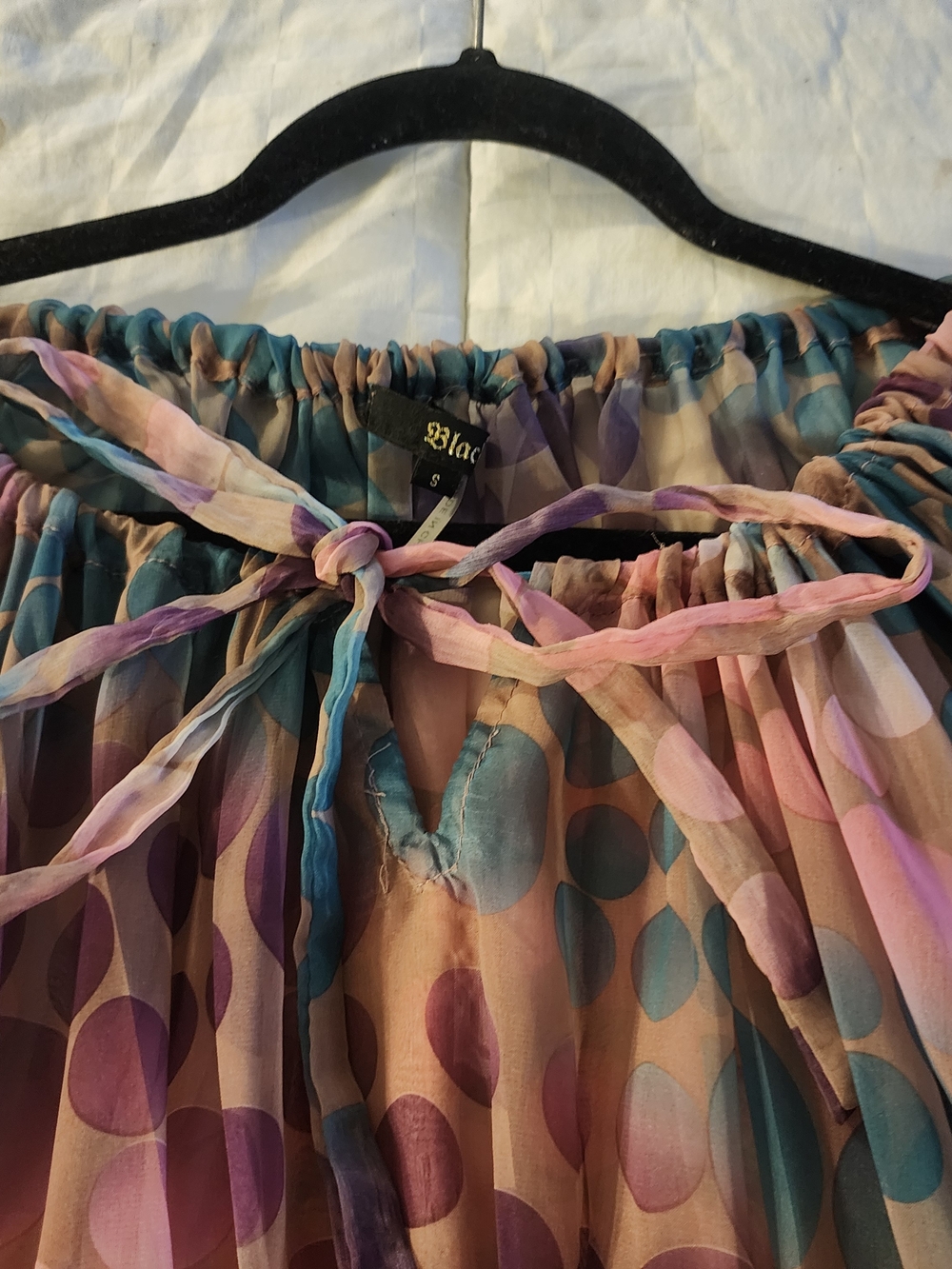 Sheer Ruffled Multi Color Dotted Blouse - Picture 6 of 7